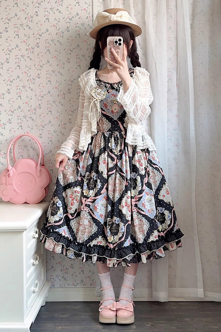 Gothic Lolita Dress - Cat Rose Tea, 3 Colors, Ruffled, Printed, Sweet Style - additional product view 14
