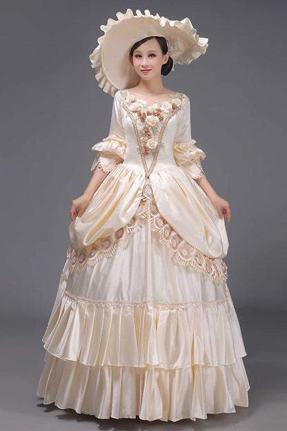 Gothic Lolita Dress - Champagne 3d Flower Decoration, Champagne, Ruffled, Embroidered - additional product view 3