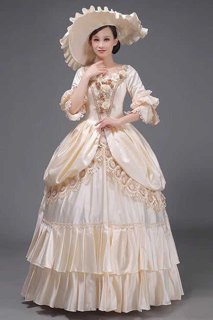 Gothic Lolita Dress - Champagne 3d Flower Decoration, Champagne, Ruffled, Embroidered - additional product view 4