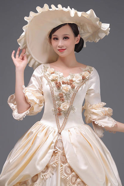 Gothic Lolita Dress - Champagne 3d Flower Decoration, Champagne, Ruffled, Embroidered - additional product view 5