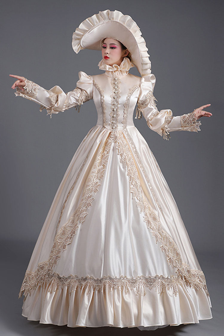 Gothic Lolita Dress - Champagne Court Style High, Champagne, High Waist, Long Sleeves - additional product view 2