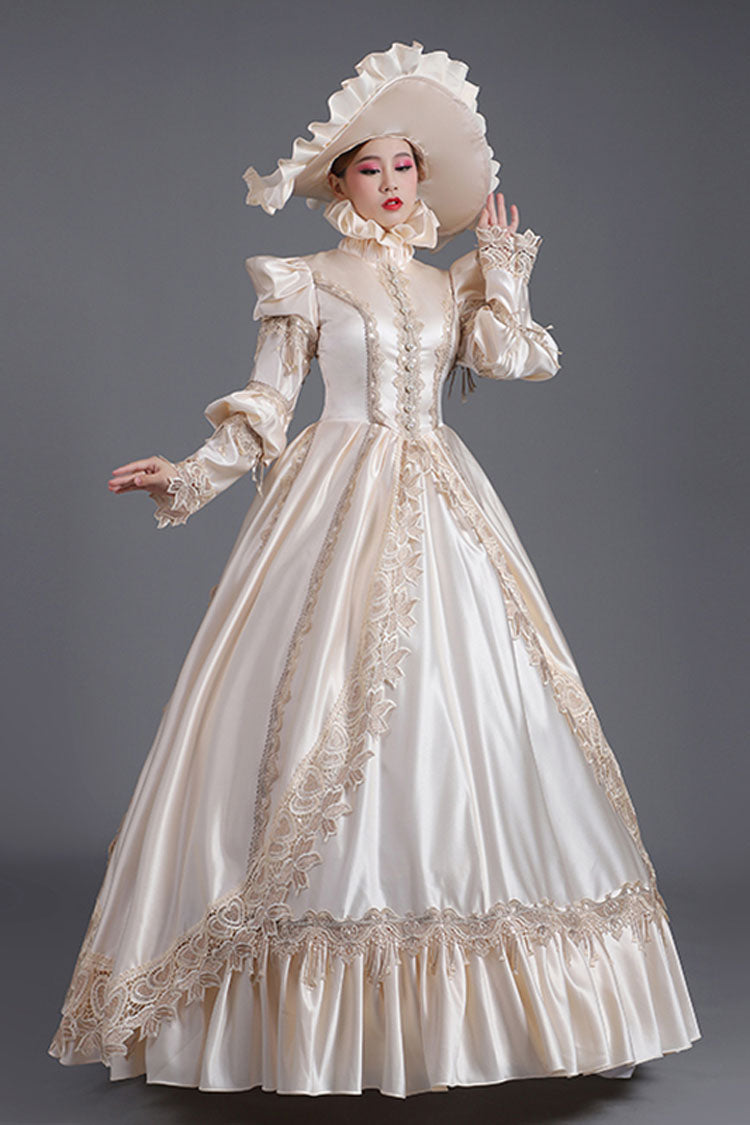 Gothic Lolita Dress - Champagne Court Style High, Champagne, High Waist, Long Sleeves - additional product view 3