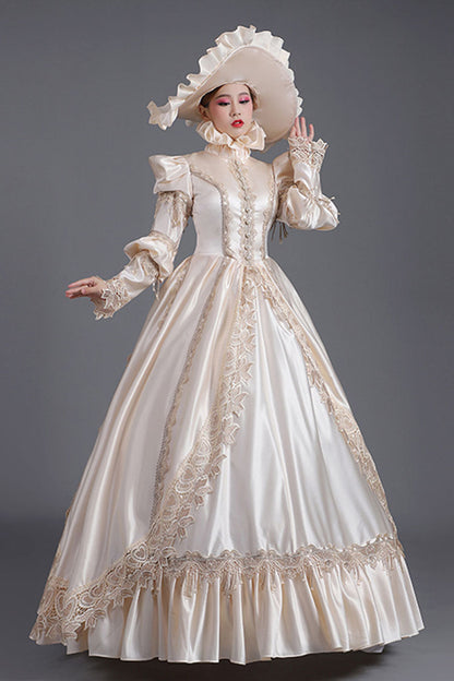 Gothic Lolita Dress - Champagne Court Style High, Champagne, High Waist, Long Sleeves - additional product view 3