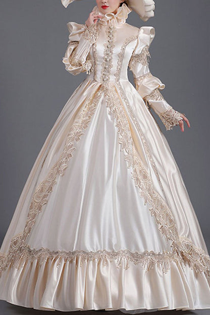 Gothic Lolita Dress - Champagne Court Style High, Champagne, High Waist, Long Sleeves - main product image