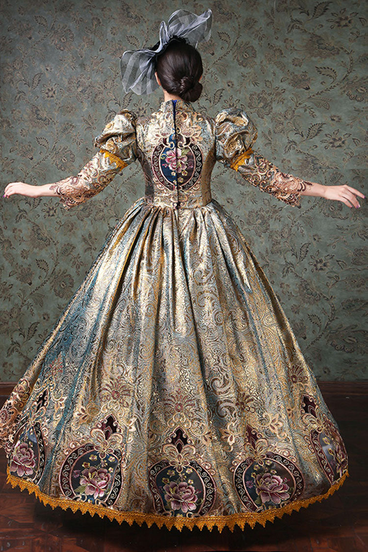 Gothic Lolita Dress - Champagne Half Sleeves High, Champagne, High Waist, Embroidered - additional product view 4