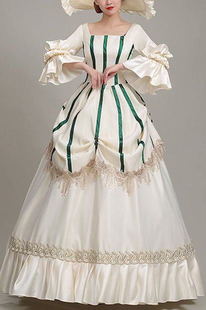 Gothic Lolita Dress - Champagne Hime Sleeves Half, Champagne, Square Collar, High Waist - main product image