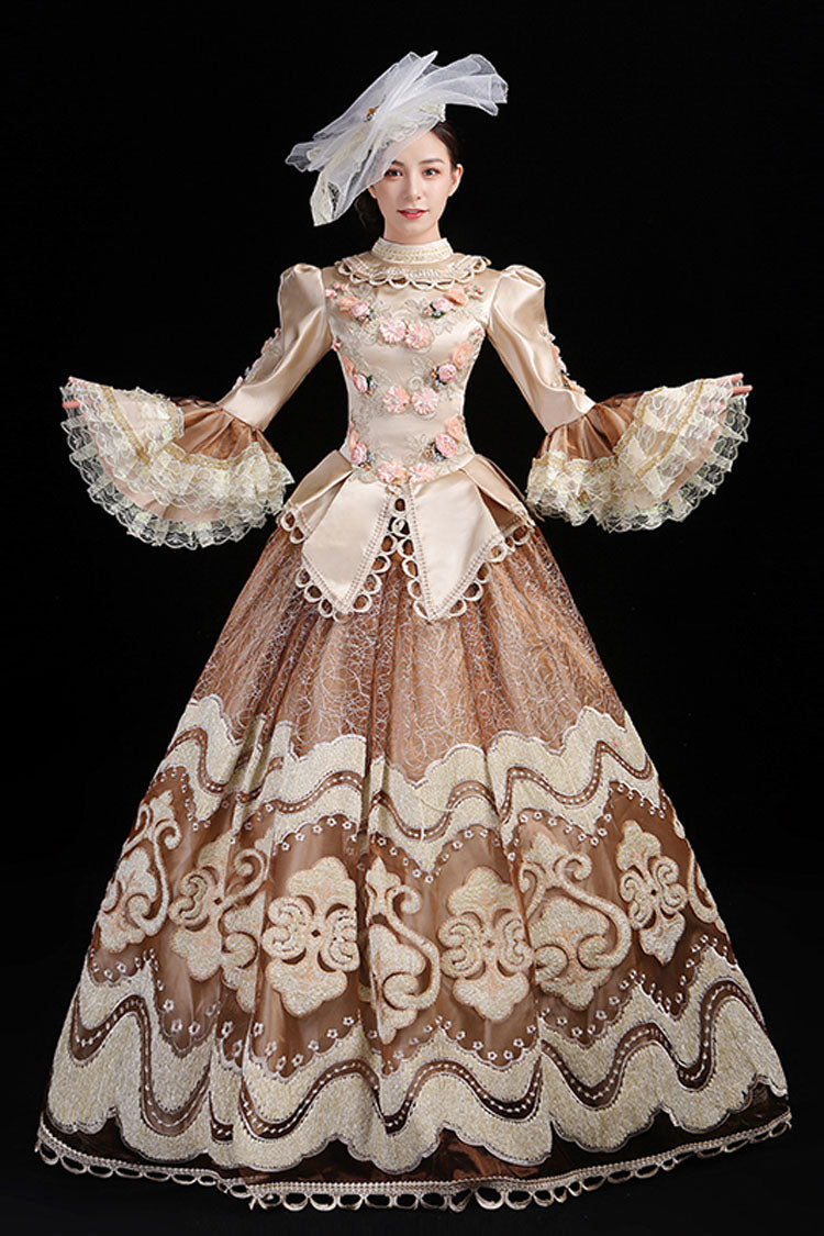 Gothic Lolita Dress - Champagne Multi-layer Hime, Champagne, High Waist, Embroidered - additional product view 2