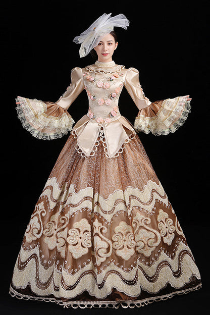 Gothic Lolita Dress - Champagne Multi-layer Hime, Champagne, High Waist, Embroidered - additional product view 2