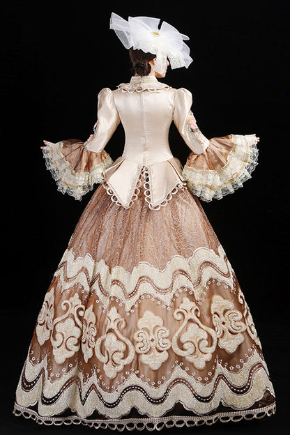 Gothic Lolita Dress - Champagne Multi-layer Hime, Champagne, High Waist, Embroidered - additional product view 3
