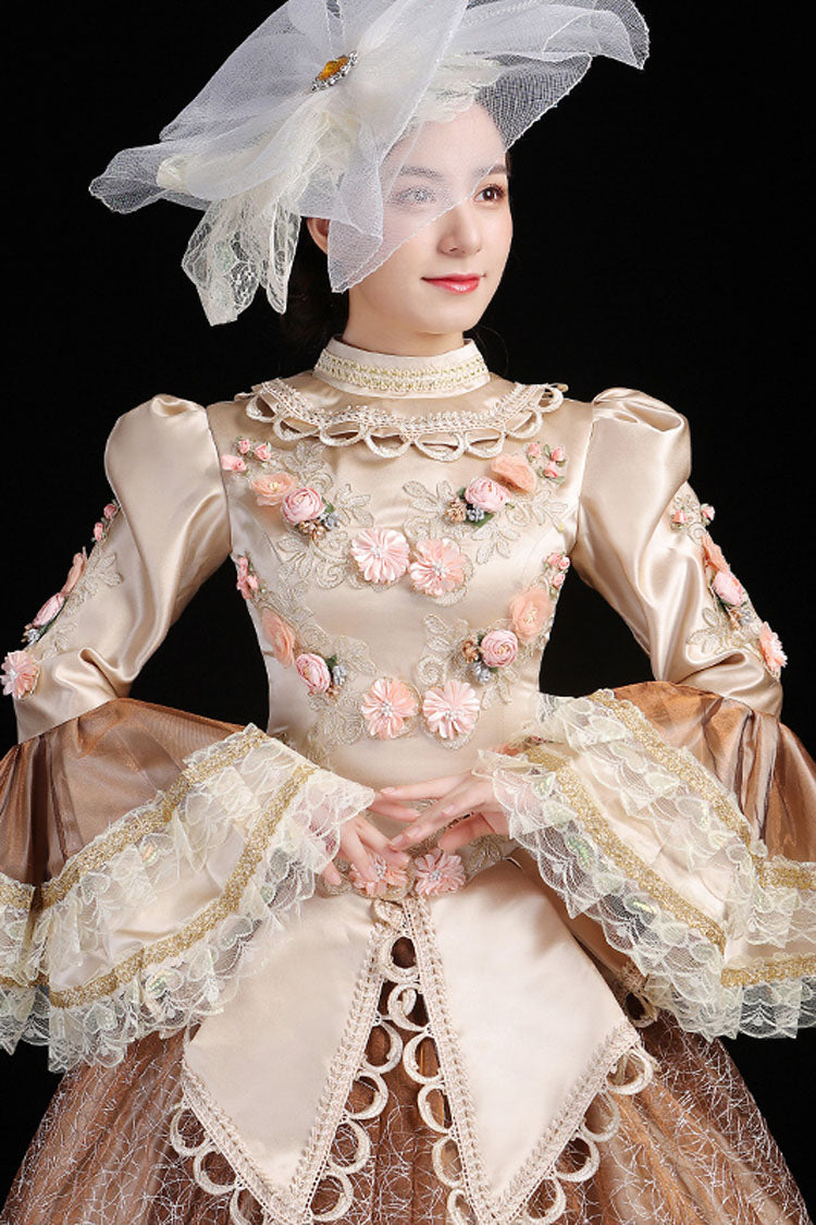 Gothic Lolita Dress - Champagne Multi-layer Hime, Champagne, High Waist, Embroidered - additional product view 4
