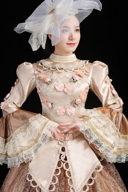Gothic Lolita Dress - Champagne Multi-layer Hime, Champagne, High Waist, Embroidered - additional product view 4