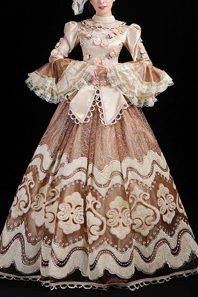 Gothic Lolita Dress - Champagne Multi-layer Hime, Champagne, High Waist, Embroidered - main product image