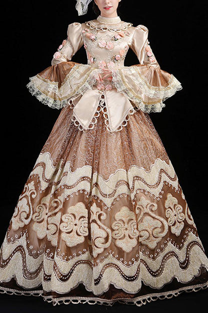 Gothic Lolita Dress - Champagne Multi-layer Hime, Champagne, High Waist, Embroidered - main product image