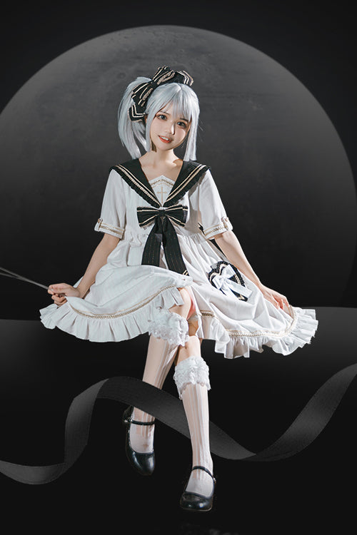Gothic Lolita Dress - Chest, 2 Colors, Striped, Cross Detail - additional product view 3