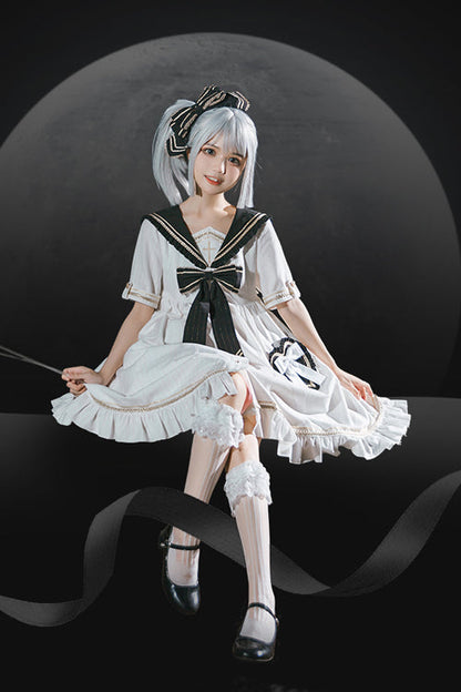 Gothic Lolita Dress - Chest, 2 Colors, Striped, Cross Detail - additional product view 3