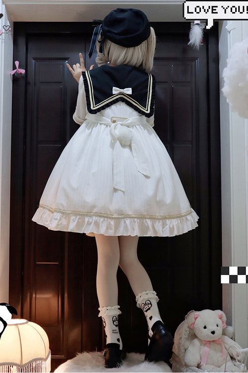 Gothic Lolita Dress - Chest, 2 Colors, Striped, Cross Detail - additional product view 5