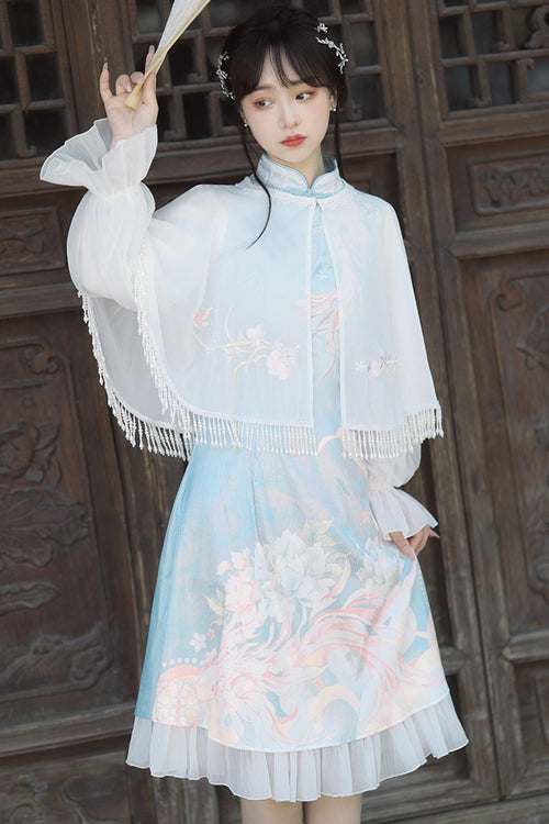 Gothic Lolita Dress - Chinese Ancient Han Element, 2 Colors, Embroidered, Sweet Style - S Blue / M Blue / L Blue option