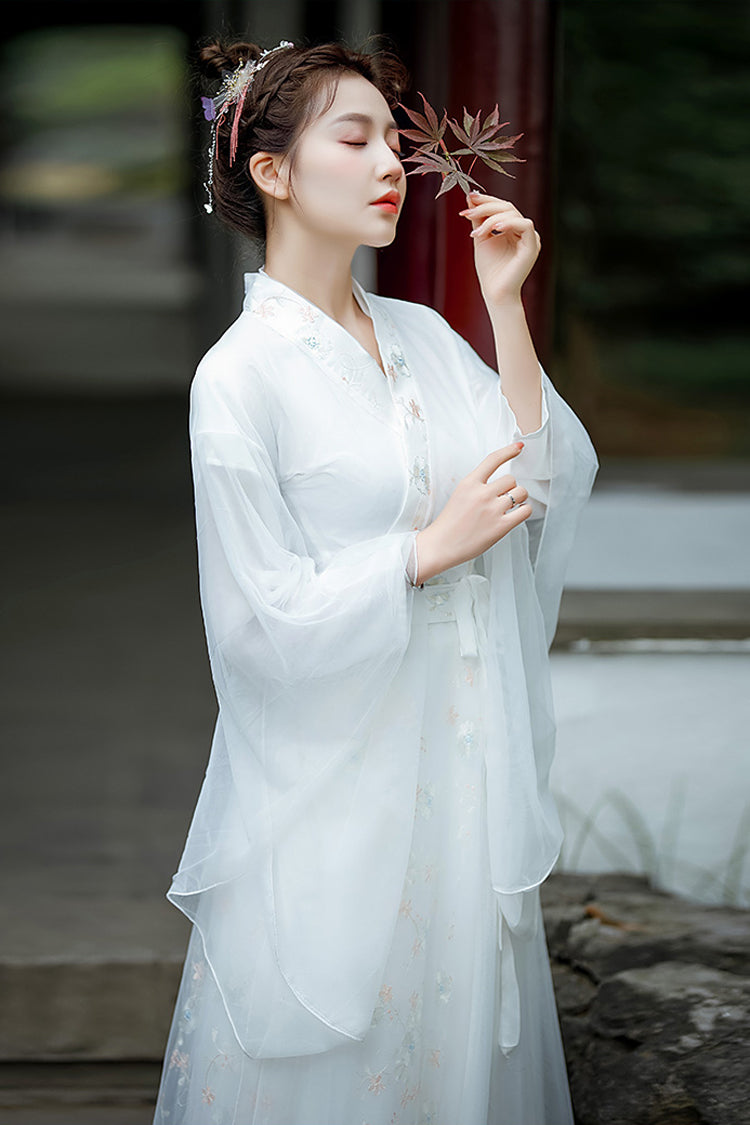 Gothic Lolita Dress - Chinese Ancient Style Jiangnan, White, Sweet Style, Embroidered - additional product view 4