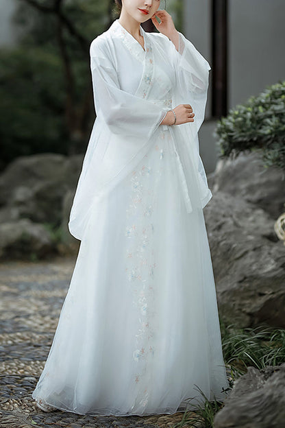 Gothic Lolita Dress - Chinese Ancient Style Jiangnan, White, Sweet Style, Embroidered - main product image