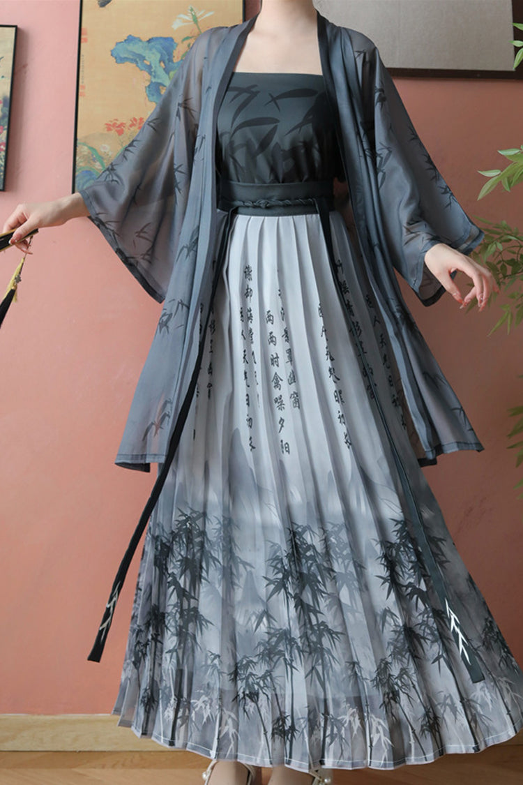 Gothic Lolita Dress - Chinese Handwriting Print Style, 2 Colors, Women's Style - additional product view 2