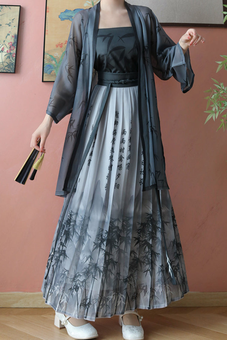 Gothic Lolita Dress - Chinese Handwriting Print Style, 2 Colors, Women's Style - additional product view 3
