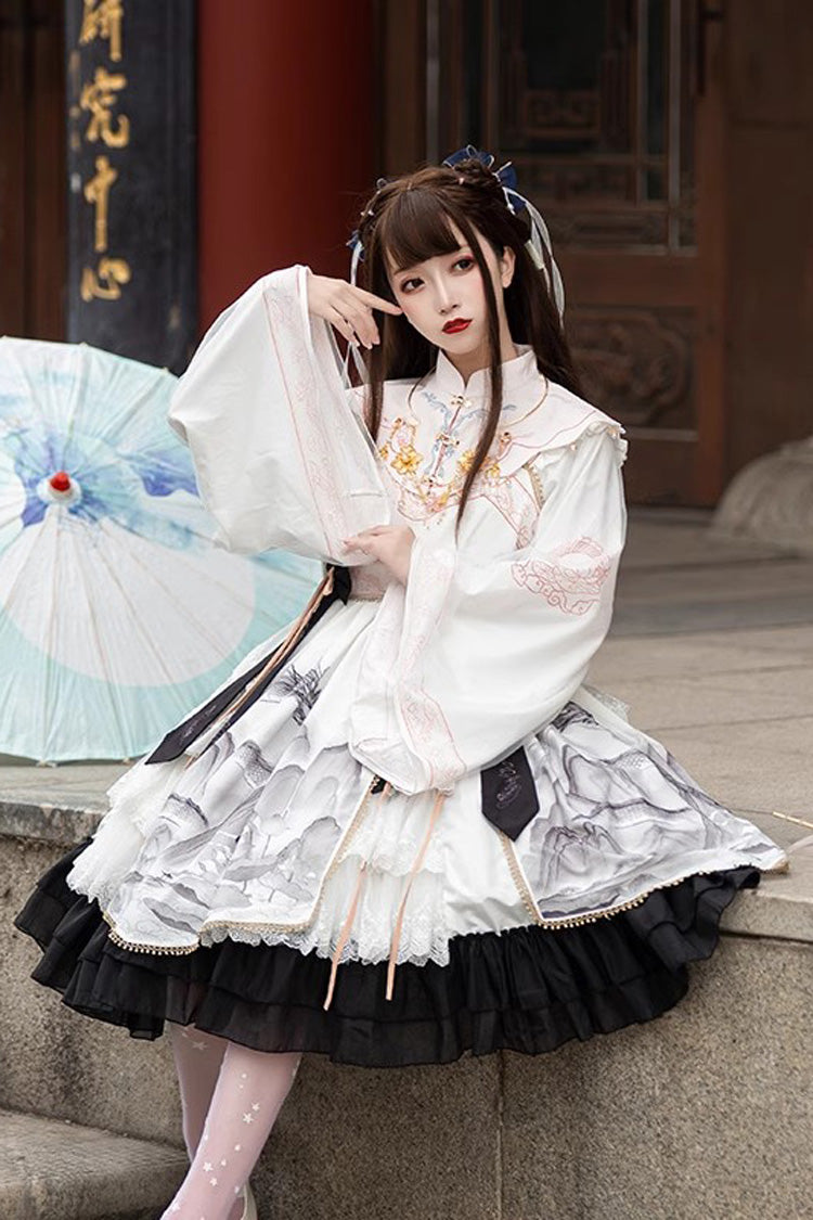 Gothic Lolita Dress - Chinese Style, 2 Colors, Printed, Long Sleeves, Sweet Style - additional product view 10