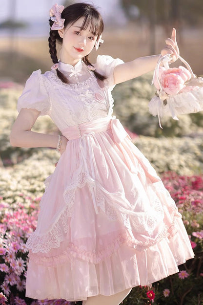 Gothic Lolita Dress - Chinese Style, Pink, Sweet Style, Chinese-Inspired Style, Ruffled - additional product view 2