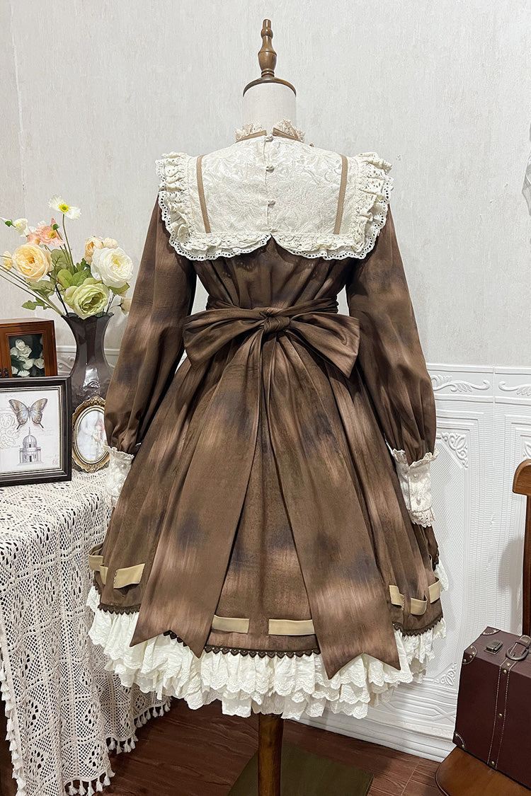 Gothic Lolita Dress - Chocolate Cat, Brown, Bow Detail, Ruffled, Printed - additional product view 13