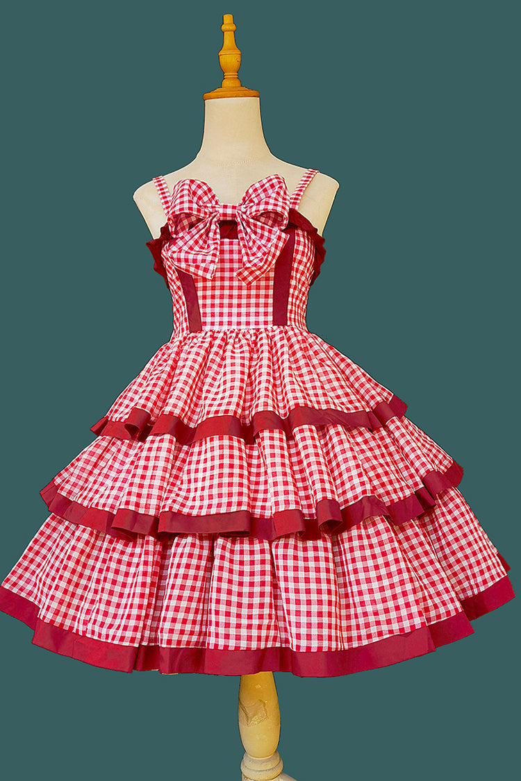 Gothic Lolita Dress - Cloth Cat, Red, Plaid, Layered, Sweet Style - additional product view 3