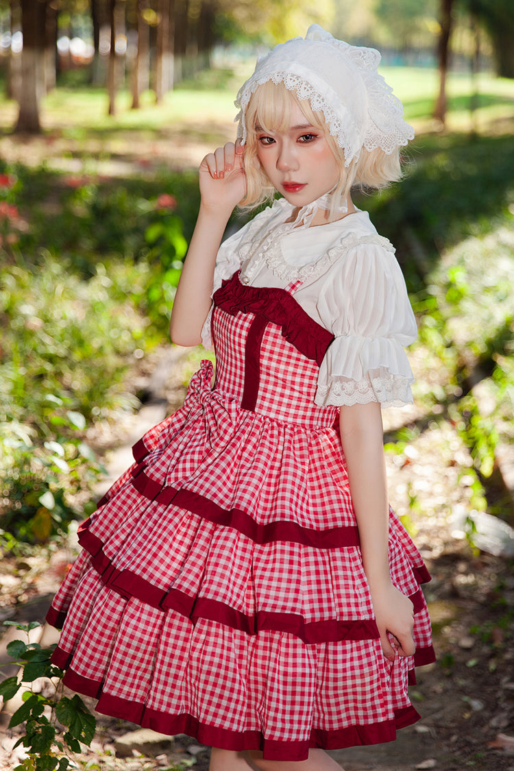 Gothic Lolita Dress - Cloth Cat, Red, Plaid, Layered, Sweet Style - additional product view 4