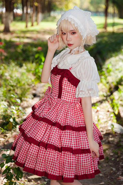Gothic Lolita Dress - Cloth Cat, Red, Plaid, Layered, Sweet Style - additional product view 4