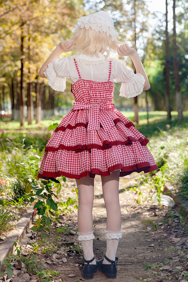 Gothic Lolita Dress - Cloth Cat, Red, Plaid, Layered, Sweet Style - additional product view 7