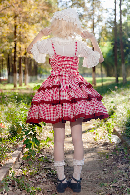 Gothic Lolita Dress - Cloth Cat, Red, Plaid, Layered, Sweet Style - additional product view 7
