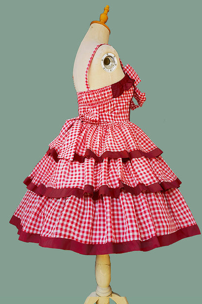 Gothic Lolita Dress - Cloth Cat, Red, Plaid, Layered, Sweet Style - additional product view 8