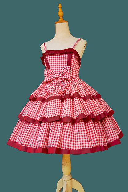 Gothic Lolita Dress - Cloth Cat, Red, Plaid, Layered, Sweet Style - additional product view 9