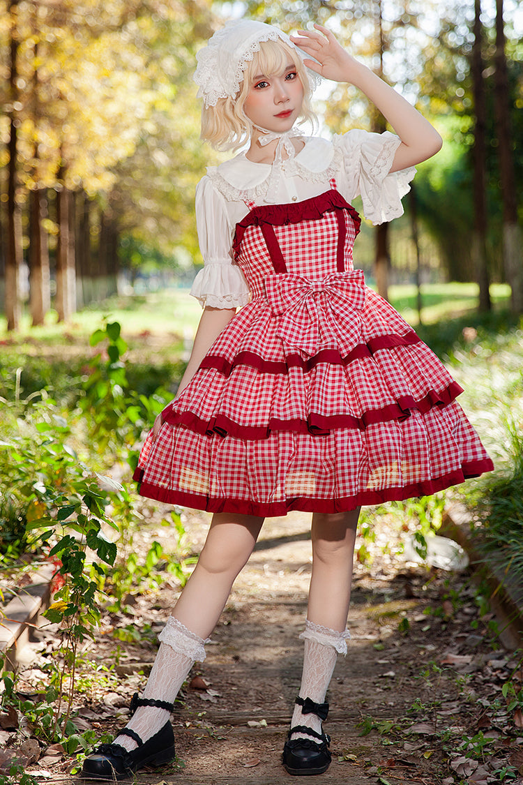 Gothic Lolita Dress - Cloth Cat, Red, Plaid, Layered, Sweet Style - main product image
