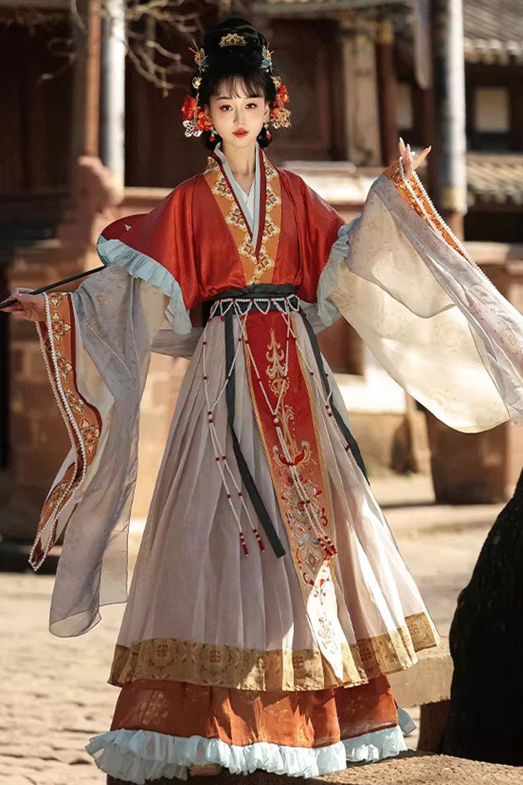 Gothic Lolita Dress - Cloud-clad Fairy, 2 Colors, Chinese-Inspired Style, Ruffled, Printed - additional product view 3