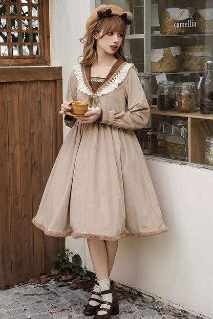 Gothic Lolita Dress - Coco Diary, Brown, Long Sleeves, Sweet Style - additional product view 7