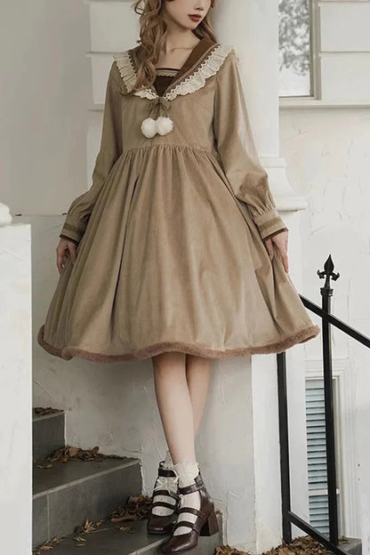 Gothic Lolita Dress - Coco Diary, Brown, Long Sleeves, Sweet Style - main product image