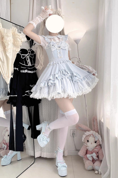 Gothic Lolita Dress - Confession Heartbeat, Blue, Lace Trim, Ruffled, Layered - additional product view 2