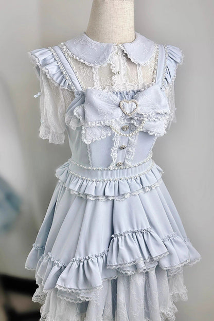 Gothic Lolita Dress - Confession Heartbeat, Blue, Lace Trim, Ruffled, Layered - additional product view 3