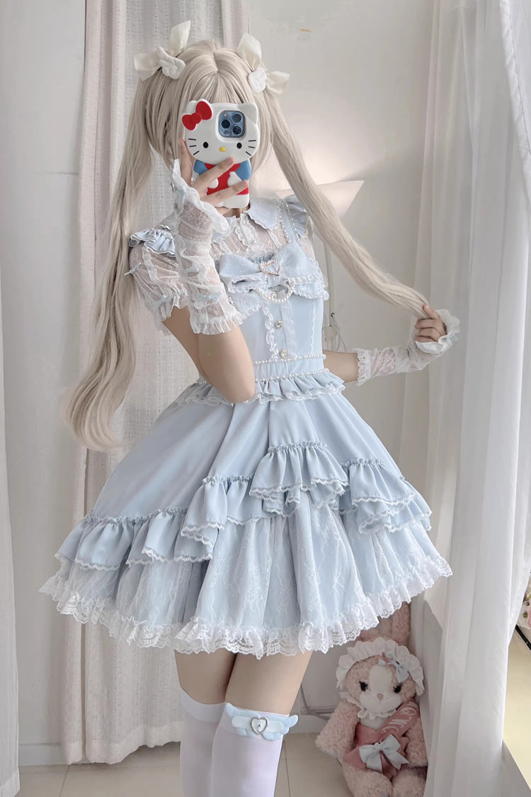 Gothic Lolita Dress - Confession Heartbeat, Blue, Lace Trim, Ruffled, Layered - additional product view 4
