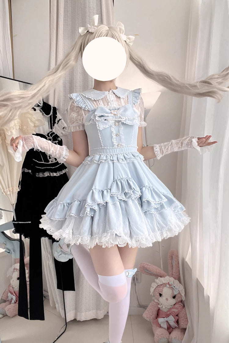 Gothic Lolita Dress - Confession Heartbeat, Blue, Lace Trim, Ruffled, Layered - main product image