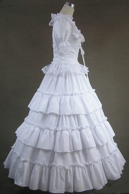 Gothic Lolita Dress - Cotton Square Collar, White, Square Collar, Victorian Style - additional product view 3
