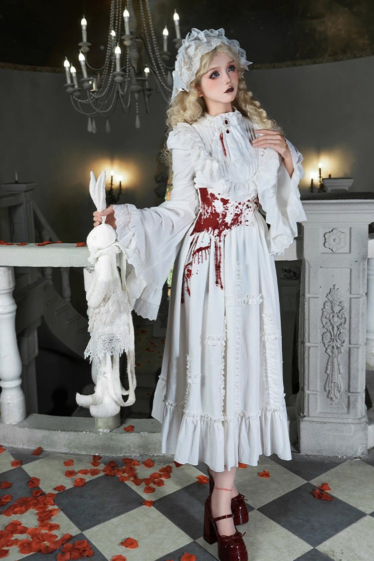 Gothic Lolita Dress - Cross Doll, White, Ruffled, Cross Detail, Long Sleeves - additional product view 13