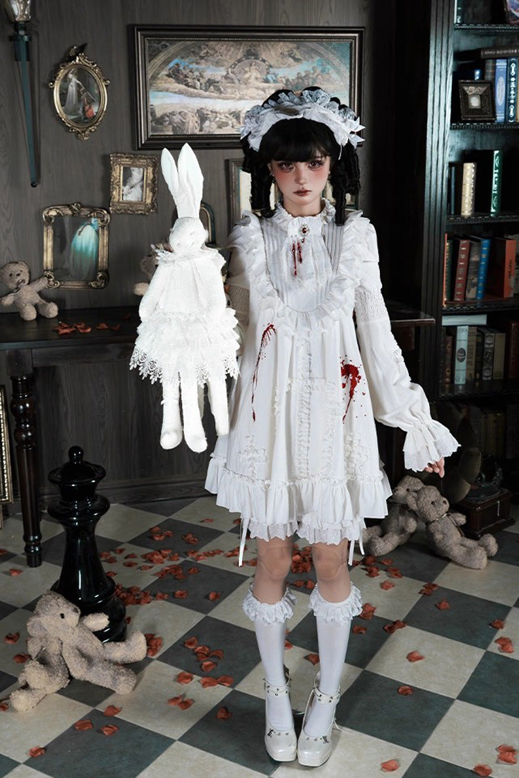 Gothic Lolita Dress - Cross Doll, White, Ruffled, Cross Detail, Long Sleeves - additional product view 14
