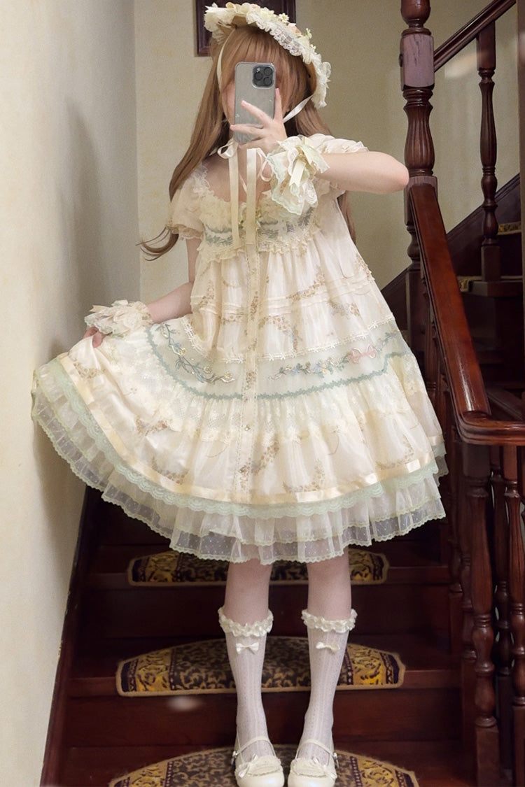 Gothic Lolita Dress - Daisy Poetry, Multi-Color, Sweet Style, Lace Trim, Ruffled - additional product view 3
