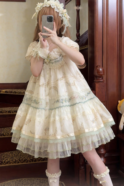 Gothic Lolita Dress - Daisy Poetry, Multi-Color, Sweet Style, Lace Trim, Ruffled - main product image
