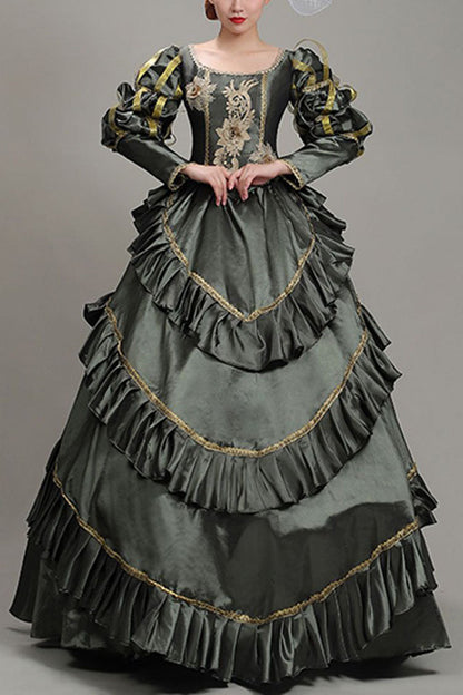 Gothic Lolita Dress - Dark Gray Court Style High, Gray, High Waist, Victorian Style - main product image