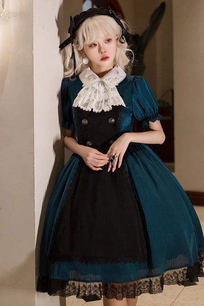 Gothic Lolita Dress - Dark Green Otherworld Deacon, Green, Detachable Detail - additional product view 3